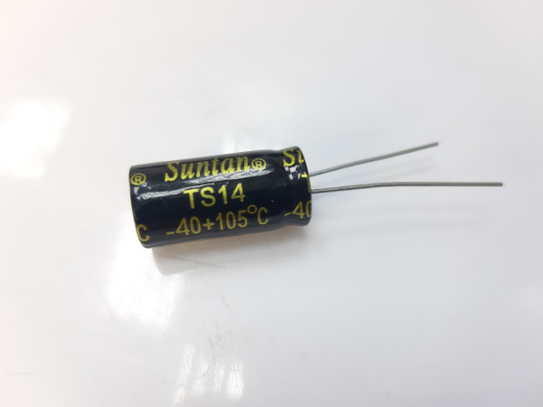 Конденсатор радиальный миниатюрный SUNTAN TS14 100V  100МКФ -40℃ +105℃ (1)