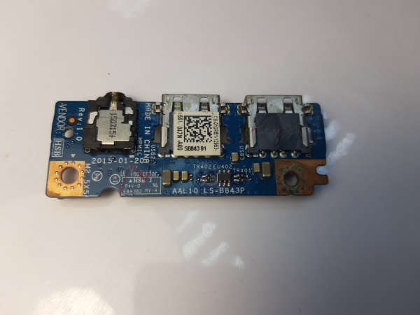 Плата с разъемами наушников и USB для ноутбука Dell inspiron 15 LS-B843P (3)